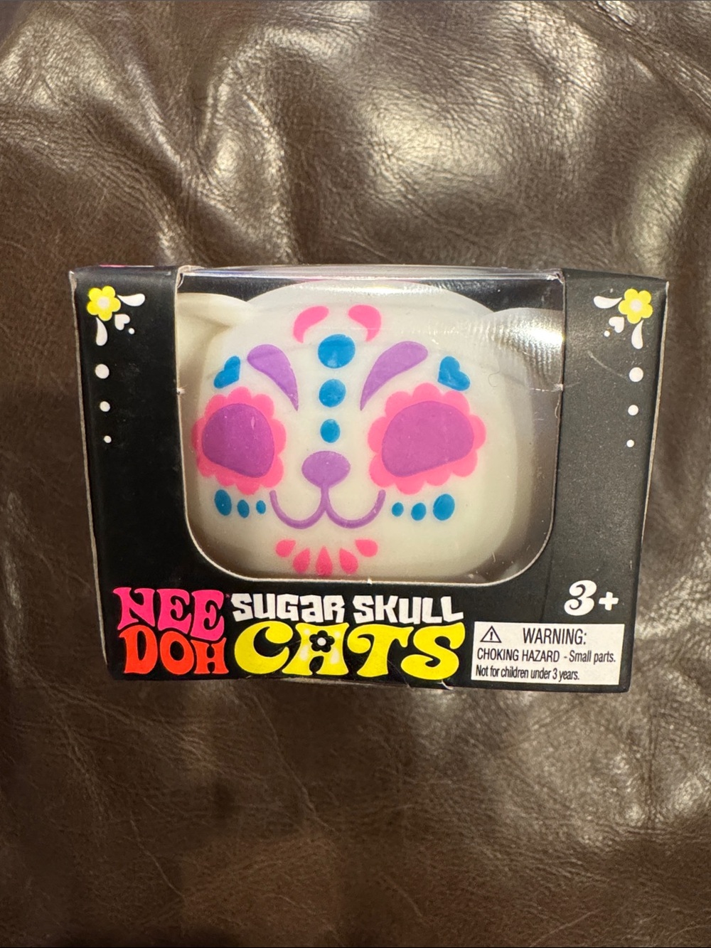 Sugar Skull Cats Squishy Toy - White with Pink & Blue